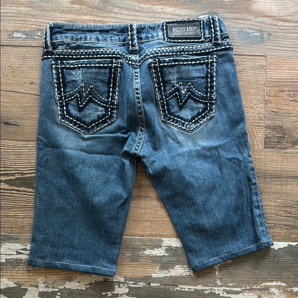 Miss Me Embellished Blue Denim Capris